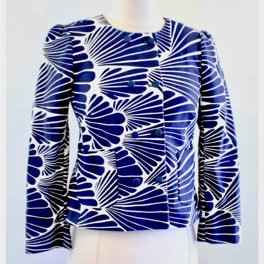 J. Crew Fanfare Cotton Lady Jacket Blazer Size 0 Navy Shell EXCELLENT!!